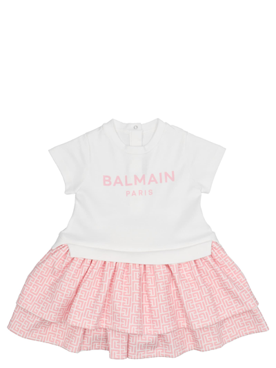 Shop Balmain Logo Dress In Multicolor