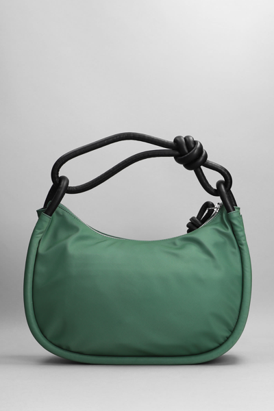 Shop Ganni Knot Hand Bag In Green Polyamide