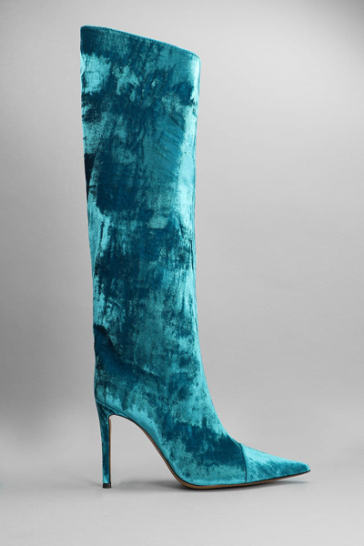 teal velvet boots