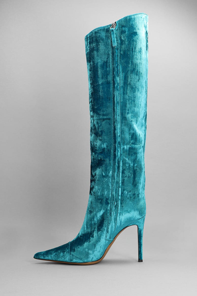 Shop Alexandre Vauthier High Heels Boots In Green Velvet