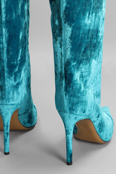 Shop Alexandre Vauthier High Heels Boots In Green Velvet