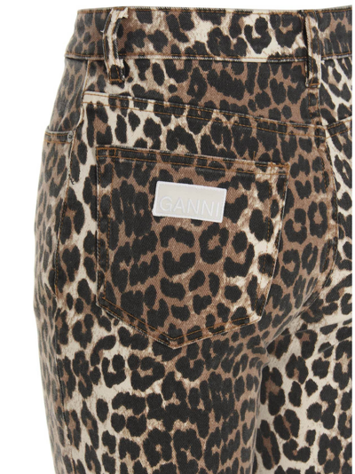 Shop Ganni Leopard Jeans In Brown