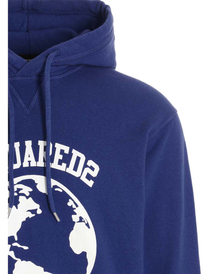 Shop Dsquared2 Globetrotter Hoodie In Blue