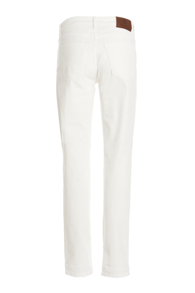 Shop Brunello Cucinelli Logo Jeans In White