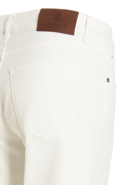 Shop Brunello Cucinelli Logo Jeans In White