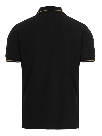 Shop Versace Jeans Couture Vemblé Thick Foil Polo Shirt In Black