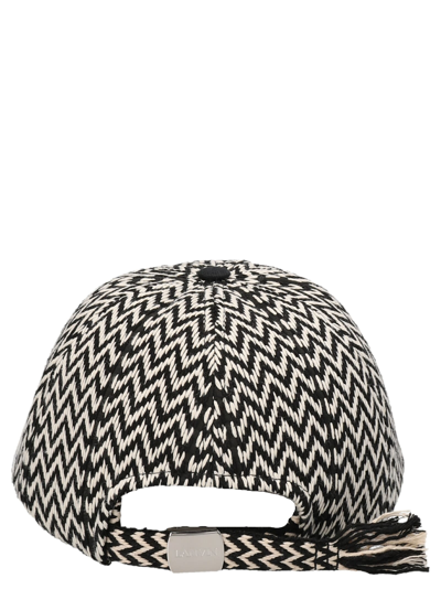Shop Lanvin Jacquard Curb Cap In White/black