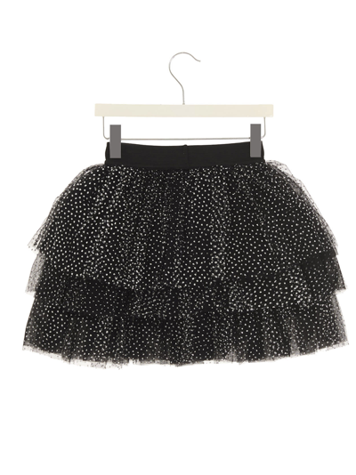 Shop Balmain Glitter Tulle Skirt In Black