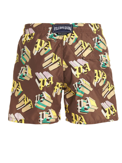 Shop Palm Angels X Vilebrequin Swimming Shorts In Brown