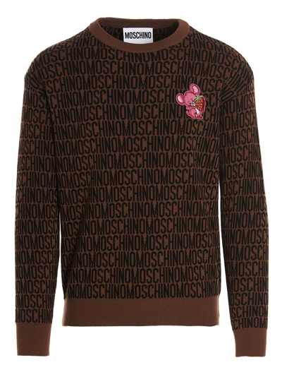 Shop Moschino Lost N Found Sweater In Brown