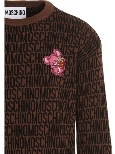 Shop Moschino Lost N Found Sweater In Brown