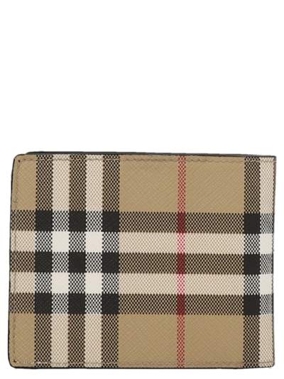 Shop Burberry Check Print Wallet In Beige