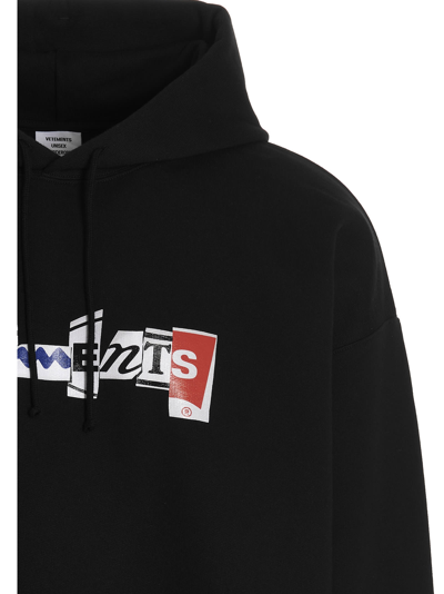 Shop Vetements Mixed Logo Hoodie In Black