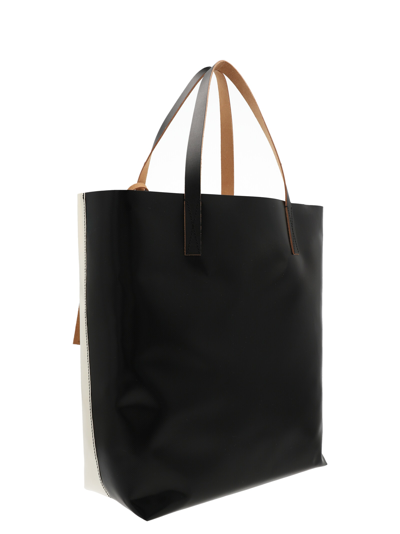 Shop Marni Tribeca Shopping Bag In White/black