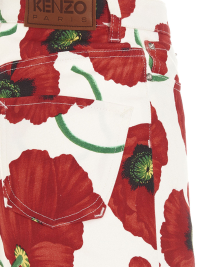 Kenzo Poppy-print Mini Shorts In White | ModeSens