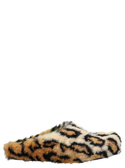 Shop Marni Leopard Mules In Multicolor