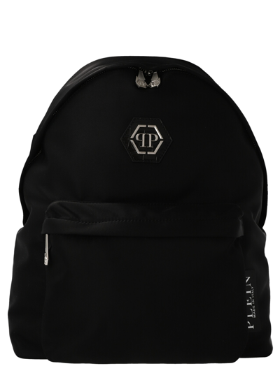 Philipp Plein Logo Nylon Backpack In Black
