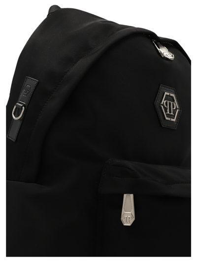Philipp Plein Logo Nylon Backpack In Black