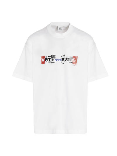 Shop Vetements T-shirt Mixed Logo In White