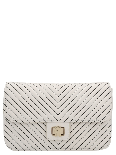 Shop Furla Pop Star Mini Crossbody Bag In White/black