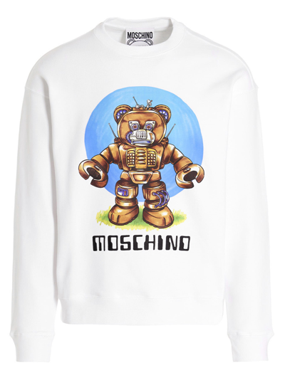 Shop Moschino Robot Teddy Sweatshirt In White