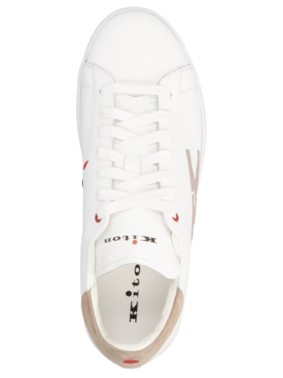 Shop Kiton Logo Embroidery Sneakers In White