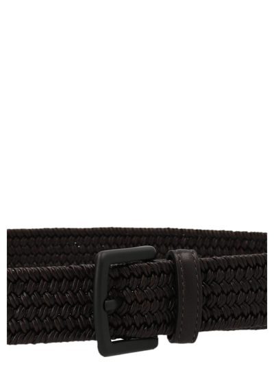 Shop D'amico Braided Leather Belt In Brown