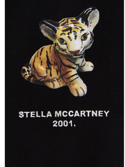 Stella Mccartney Ladies Black Tiger-print Cropped Hoodie In Black
