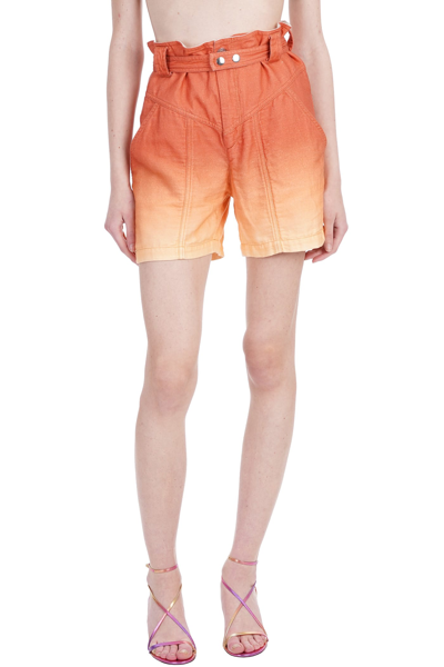 Shop Isabel Marant Kaynetd Shorts In Orange Denim