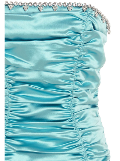 Shop Area Crystal Pleated Dress In Light Blue