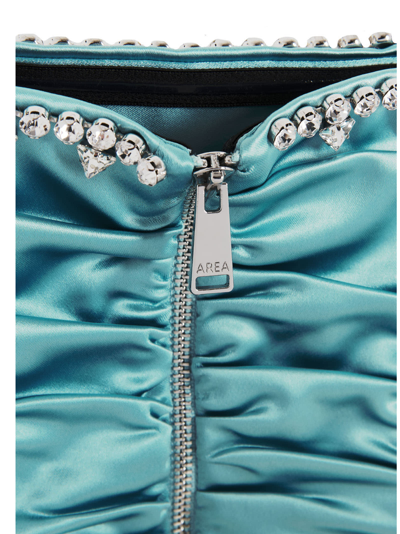 Shop Area Crystal Pleated Dress In Light Blue