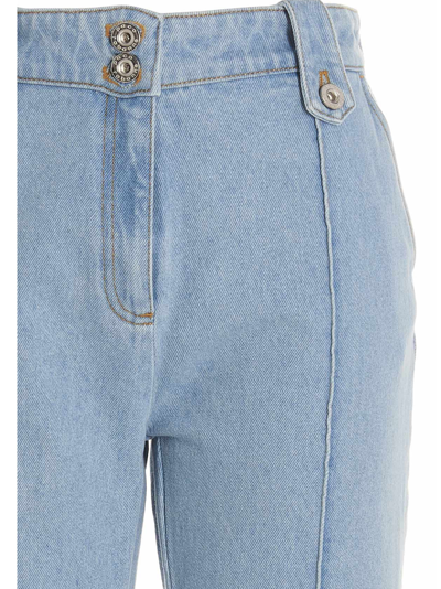 Shop Rabanne Front Stitching Jeans In Light Blue