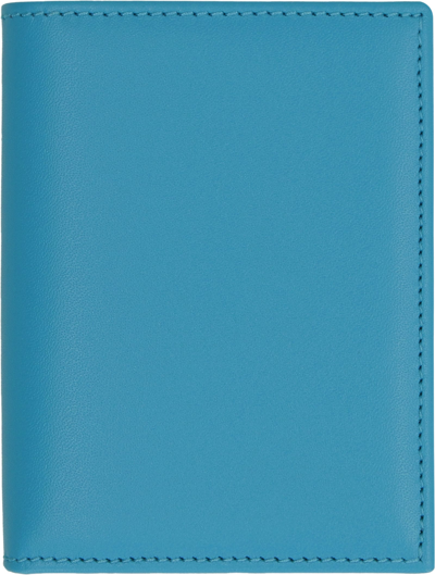 Shop Comme Des Garçons Leather Card Holder In Blue