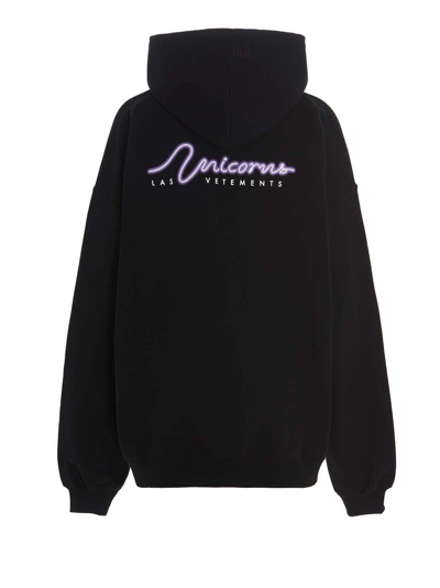 Shop Vetements Labelling Unicorns Hoodie In Black