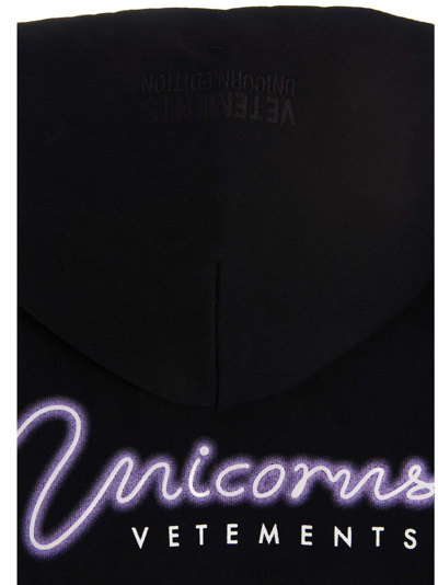 Shop Vetements Labelling Unicorns Hoodie In Black