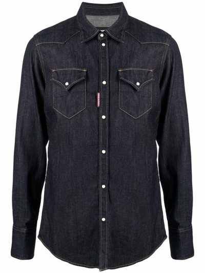 Dsquared2 Hemp Western Denim Shirt In Blue