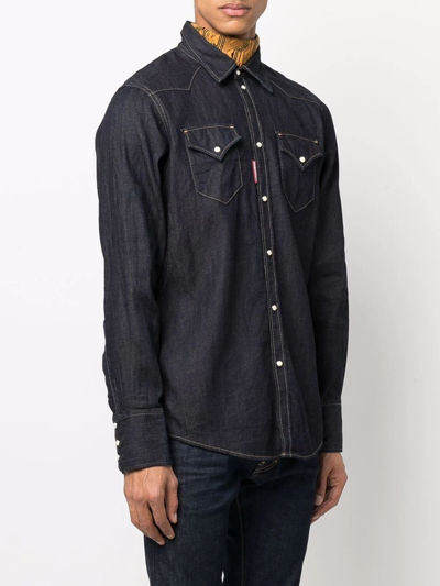 Dsquared2 Hemp Western Denim Shirt In Blue