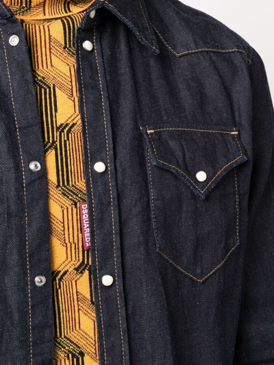 Dsquared2 Hemp Western Denim Shirt In Blue