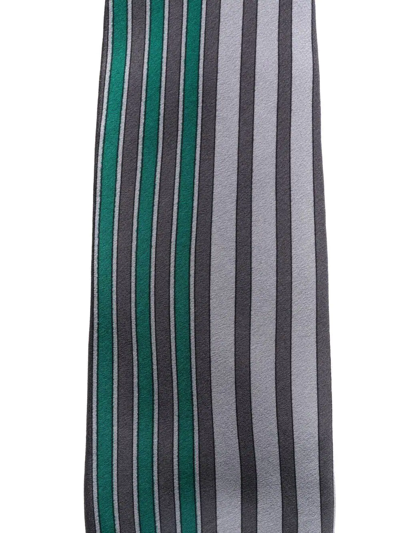 Pre-owned Versace 2000s Striped Silk Necktie In Grey