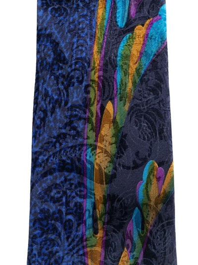 Pre-owned Versace 2000s Paisley-print Silk Tie In Blue
