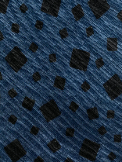 Pre-owned Versace 1970s Square-print Linen Tie In Blue