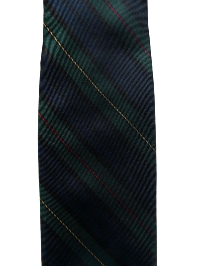 Pre-owned Versace 1970s Stripe-print Silk Tie In Green