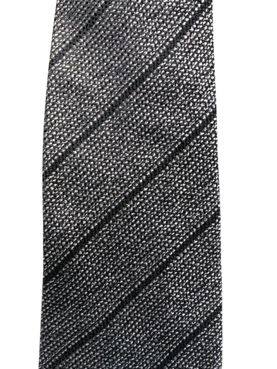 Pre-owned Versace 斜条纹真丝领带（1970年代典藏款） In Black