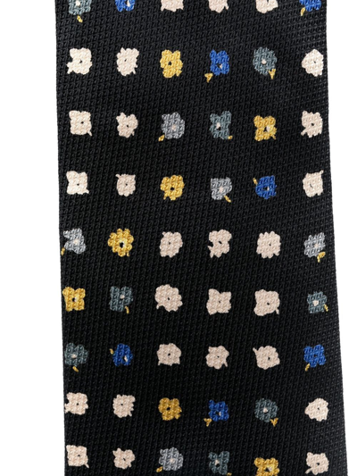 Pre-owned Versace 2000s Floral-print Silk Tie In Black