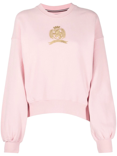 Tommy Hilfiger Crest-logo Embroidered Sweatshirt In Pink | ModeSens | Sweatshirts
