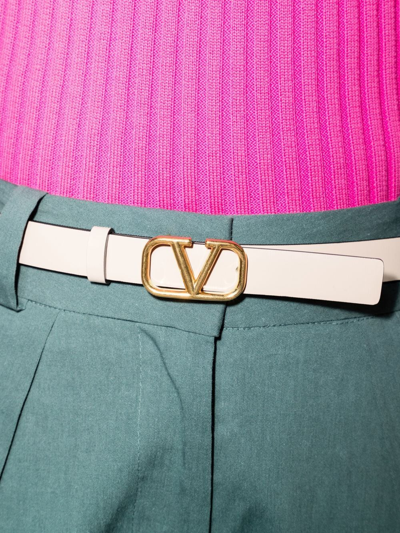 Shop Valentino Vlogo Signature 20mm Reversible Belt In Neutrals