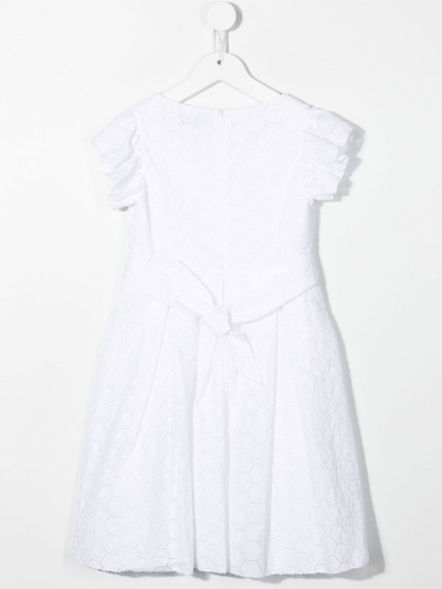 Shop Philipp Plein Junior Pleated Short-sleeved Dress In White
