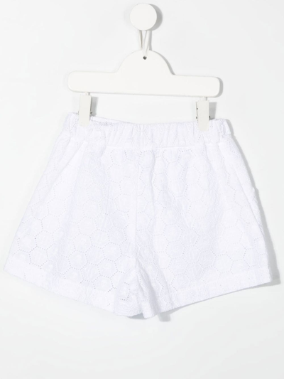 Shop Philipp Plein Junior Monogram-detail Elasticated Shorts In White