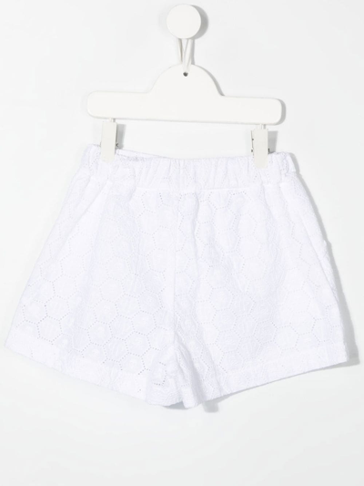 Philipp Plein Junior Monogram-detail Elasticated Shorts In White