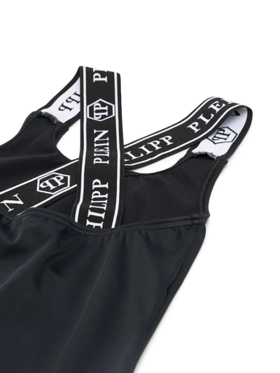 Shop Philipp Plein Junior Logo-print Swimsuit In Black